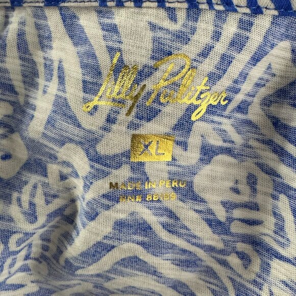 Lilly Pulitzer Etta Scoop Neck Top XL Martinique Blue Zee Bebe Cotton TP-3622 - Picture 5 of 8